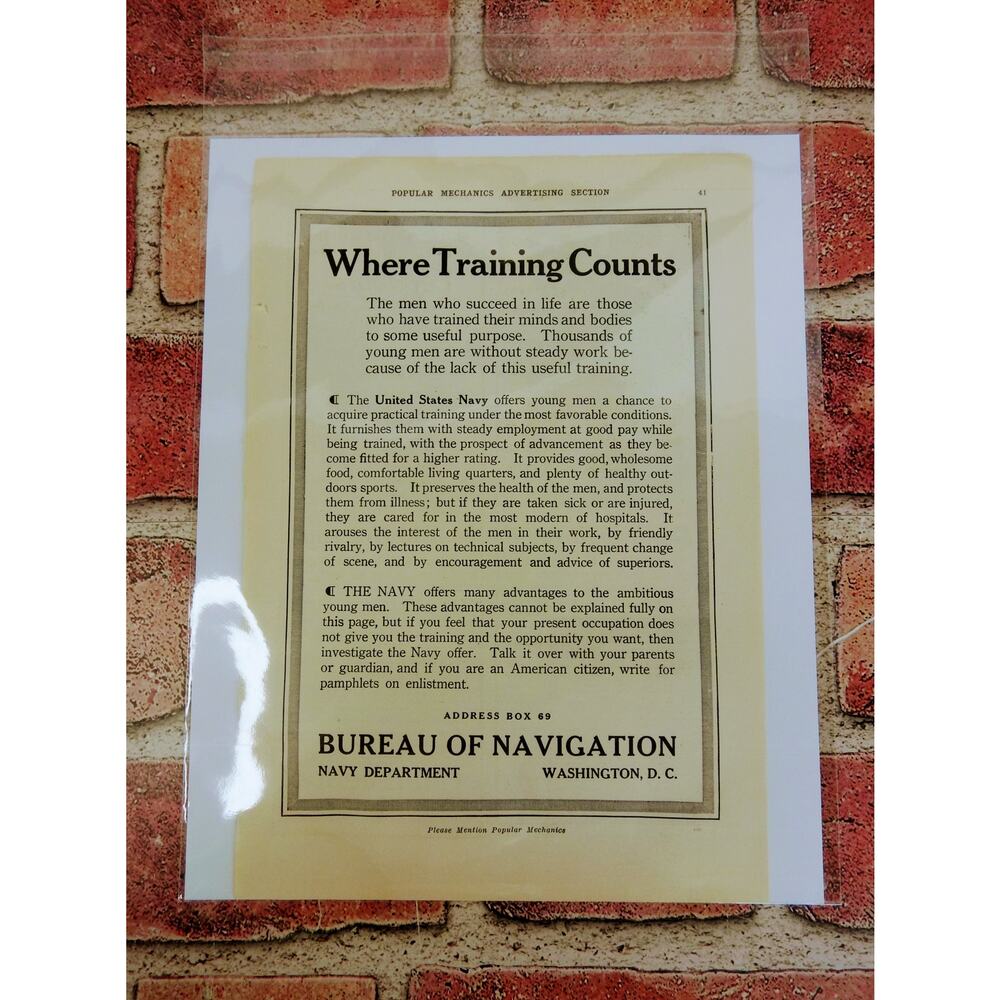1914 Bureau of Navigation - Navy Military - Washington DC‎ - Orig Vtg PRINT AD